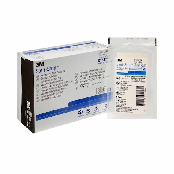 Steri-Strip Skin Closure Strip, 1/2 X 4 Inch, Nonwoven Material, Reinforced Strip, White, 50PK R1547 - main